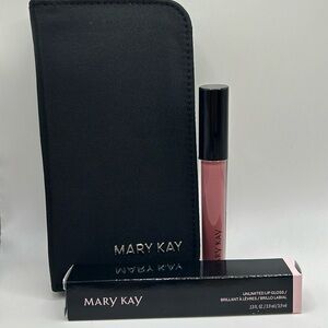 Mary Kay Unique Mauve Lip Gloss & Mirrored Card Holder New in Box